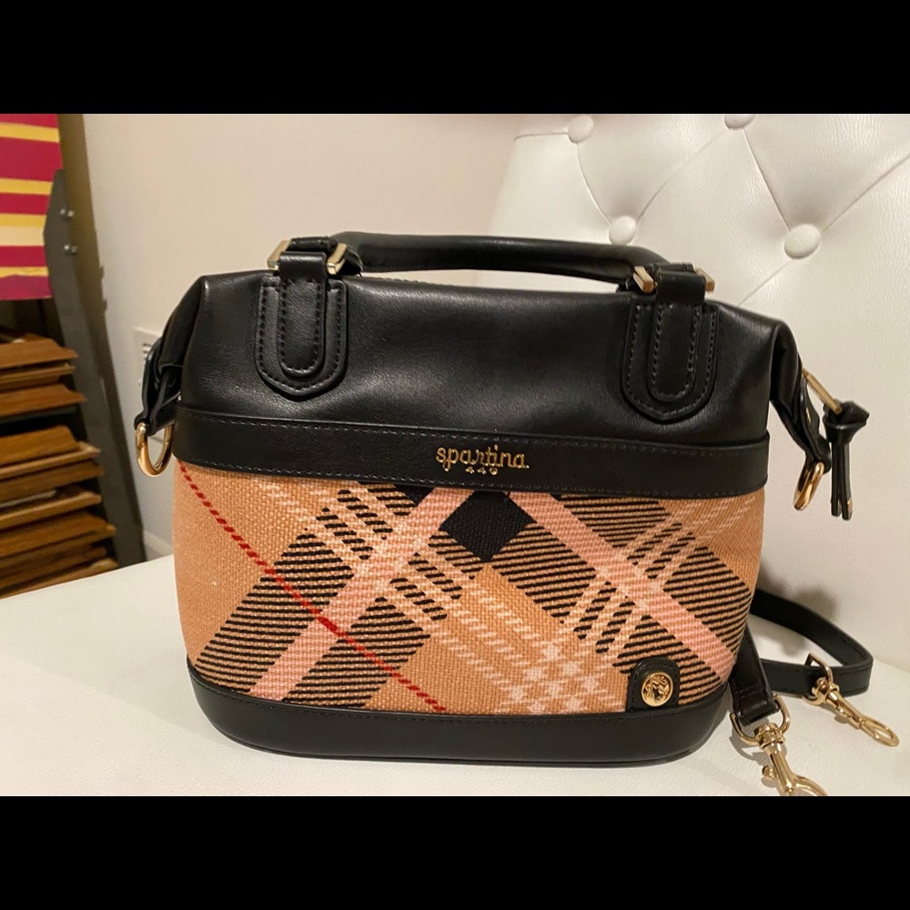 Spartina 449 Plaid Crossbody Bag with Black Accents